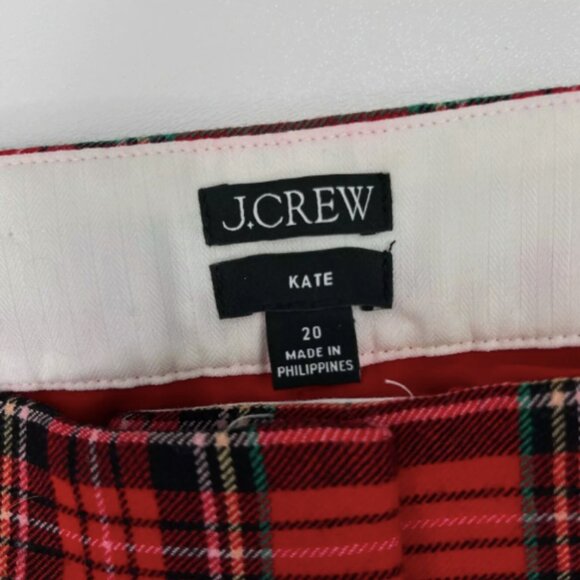 J. Crew Red Plaid Kate Straight Leg Pants - Picture 12 of 14